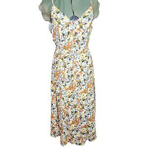 Woman's Sienna Sky baby doll boho floral garden halter top lined maxi dress L